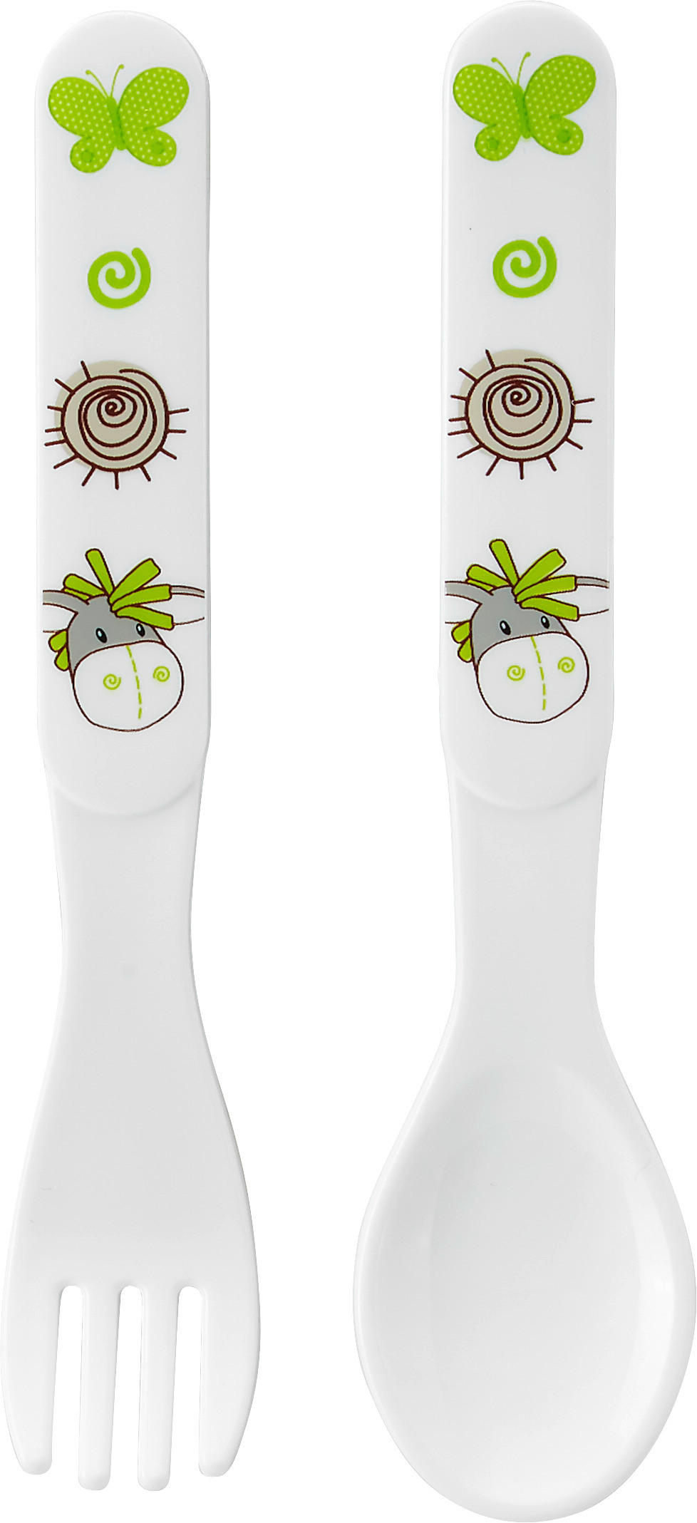 KINDERBESTECK 2-teilig  - Weiss/Grün, Trend, Kunststoff (13,5cm) - My Baby Lou