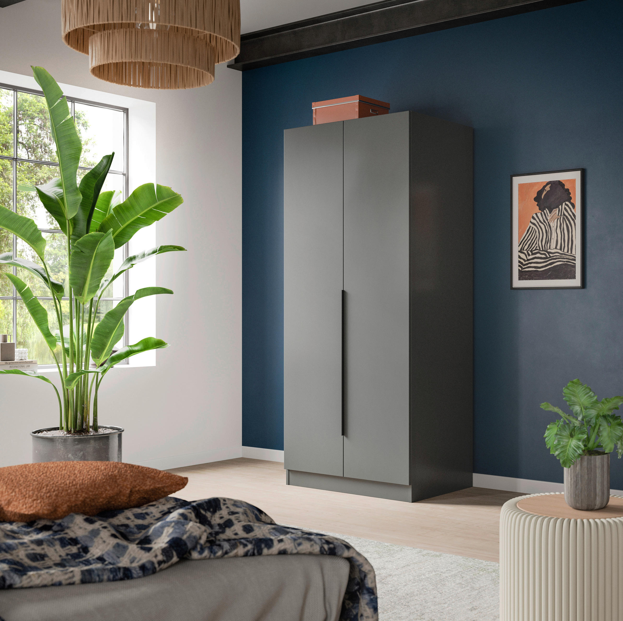 DREHTÜRENSCHRANK  in Anthrazit  - Anthrazit/Schwarz, MODERN, Holzwerkstoff/Kunststoff (80/181/52cm) - MID.YOU