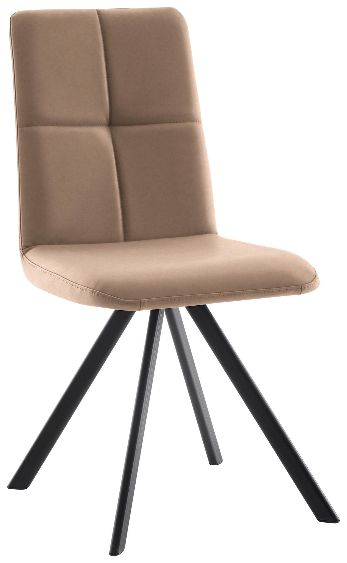 STUHL  in Eisen Lederlook, Mikrofaser Metall, Textil  - Beige/Schwarz, MODERN, Textil/Metall (47/92/60cm) - Cantus