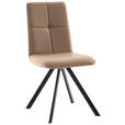 STUHL  in Eisen Lederlook, Mikrofaser Metall, Textil  - Beige/Schwarz, MODERN, Textil/Metall (47/92/60cm) - Cantus