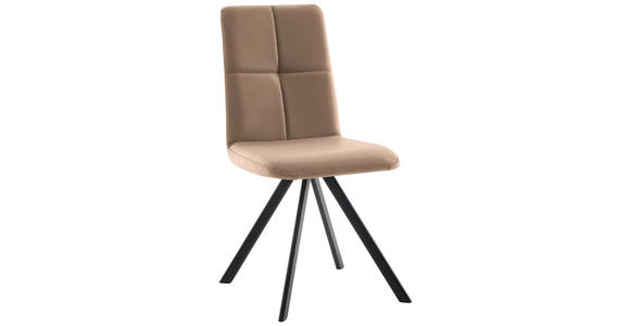 STUHL in Eisen Lederlook, Mikrofaser Metall, Textil - Beige/Schwarz, MODERN, Textil/Metall (47/92/60cm) - Cantus