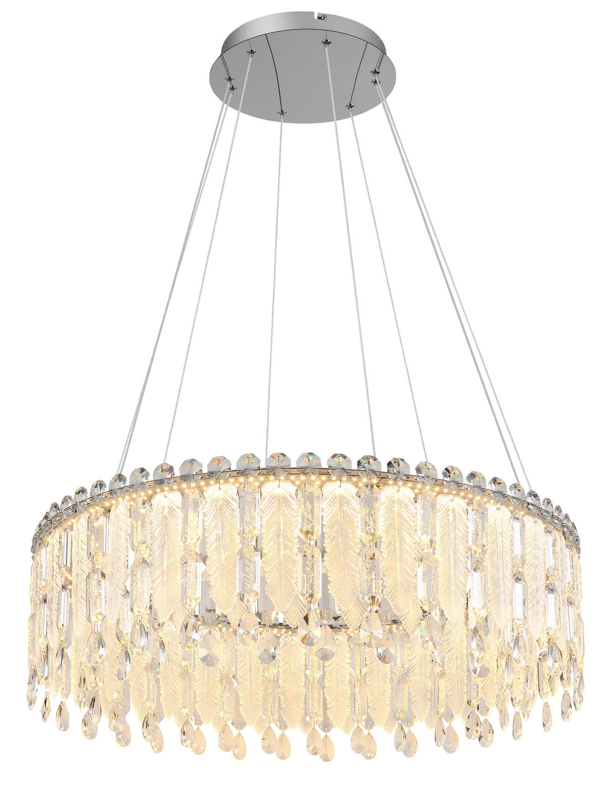 LED-HÄNGELEUCHTE KLUNKA 79,5/120 cm   - Klar/Chromfarben, LIFESTYLE, Glas/Kunststoff (79,5/120cm) - Globo
