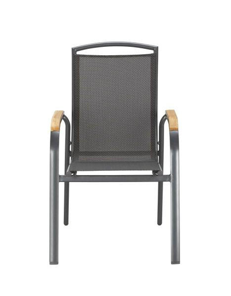 Scaun stivuibil in lemn, metal, textil antracit, negru  - antracit/negru, Basics, lemn/metal (58/91/70cm) - Ambia Garden