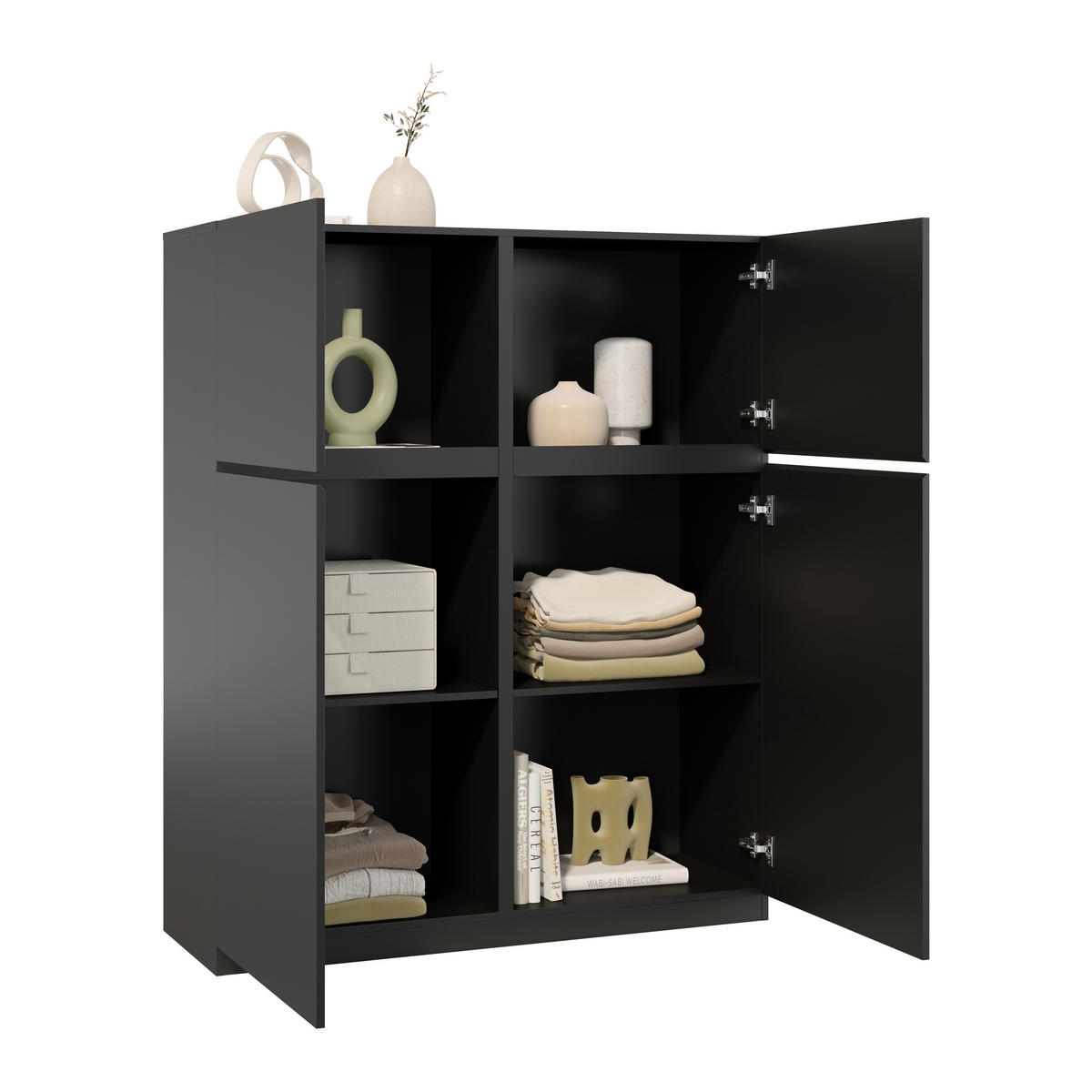 HIGHBOARD Bern 119,5/143/40 cm  - Schwarz, Design, Holzwerkstoff (119,5/143/40cm) - MID.YOU