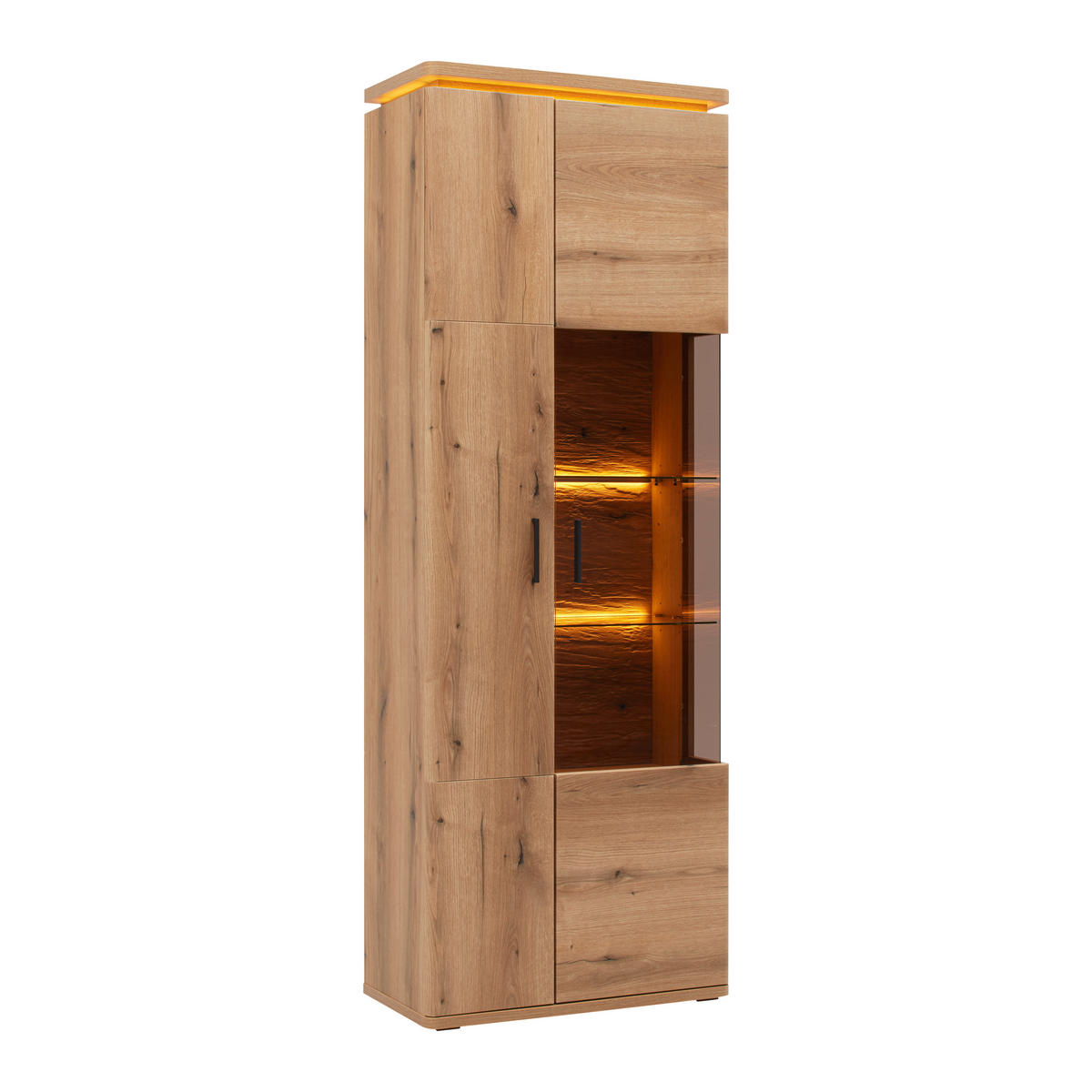 VITRINA, barve hrasta - barve hrasta/antracit, Natur, kovina/steklo (75/208/38cm) - Hom`in