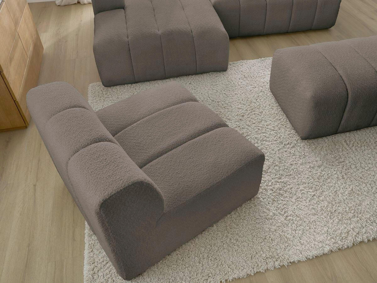 ECKSOFA Ottomane links  ANNECY Taupe Bouclé  - Taupe/Schwarz, MODERN, Kunststoff/Textil (170/262cm)
