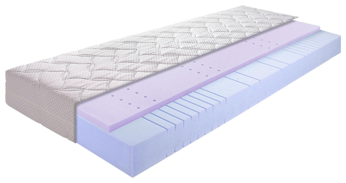 KALTSCHAUMMATRATZE SLEEPGEL 2, 80/200 cm, Höhe ca.: 20 cm, H2 = mittel, 7-Zonen - Weiß, KONVENTIONELL, Textil (80/200cm) - Breckle