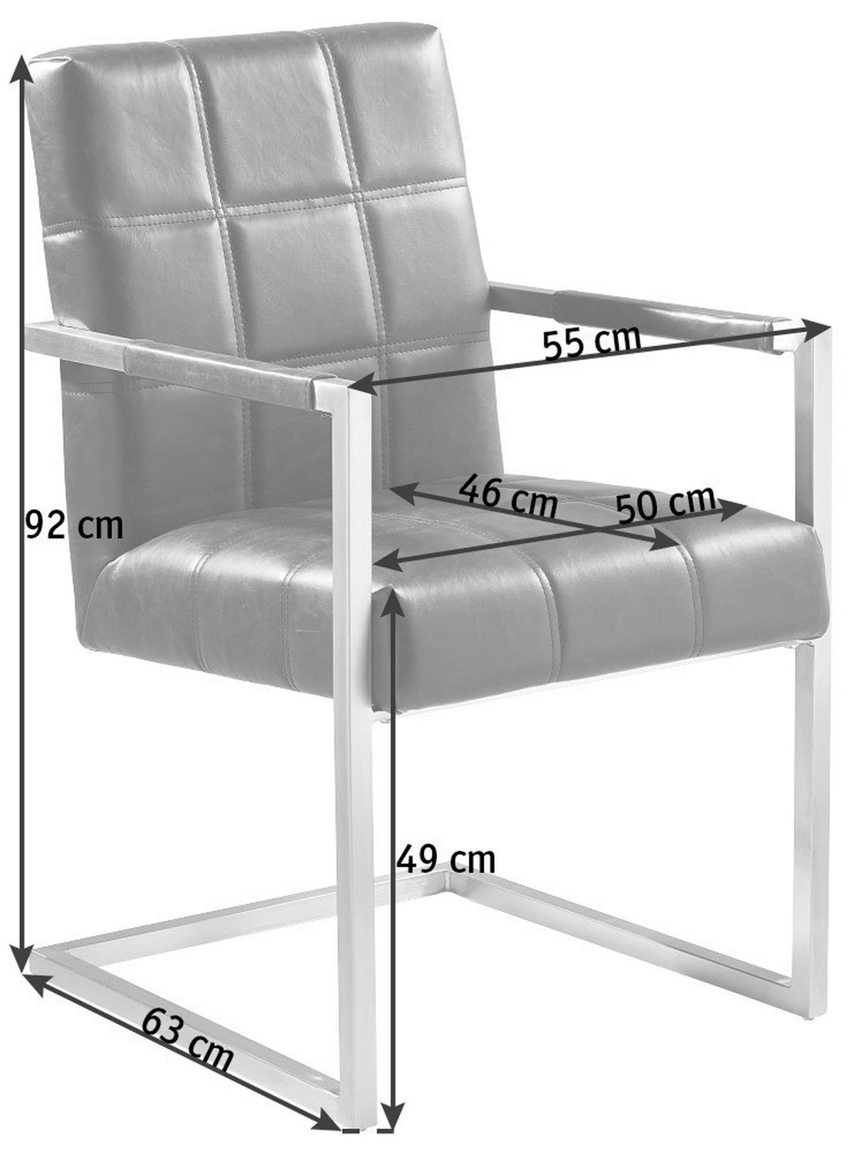 ARMLEHNSTUHL  in Eisen Lederlook  - Schwarz, Trend, Textil/Metall (55/92/63cm) - Ambia Home