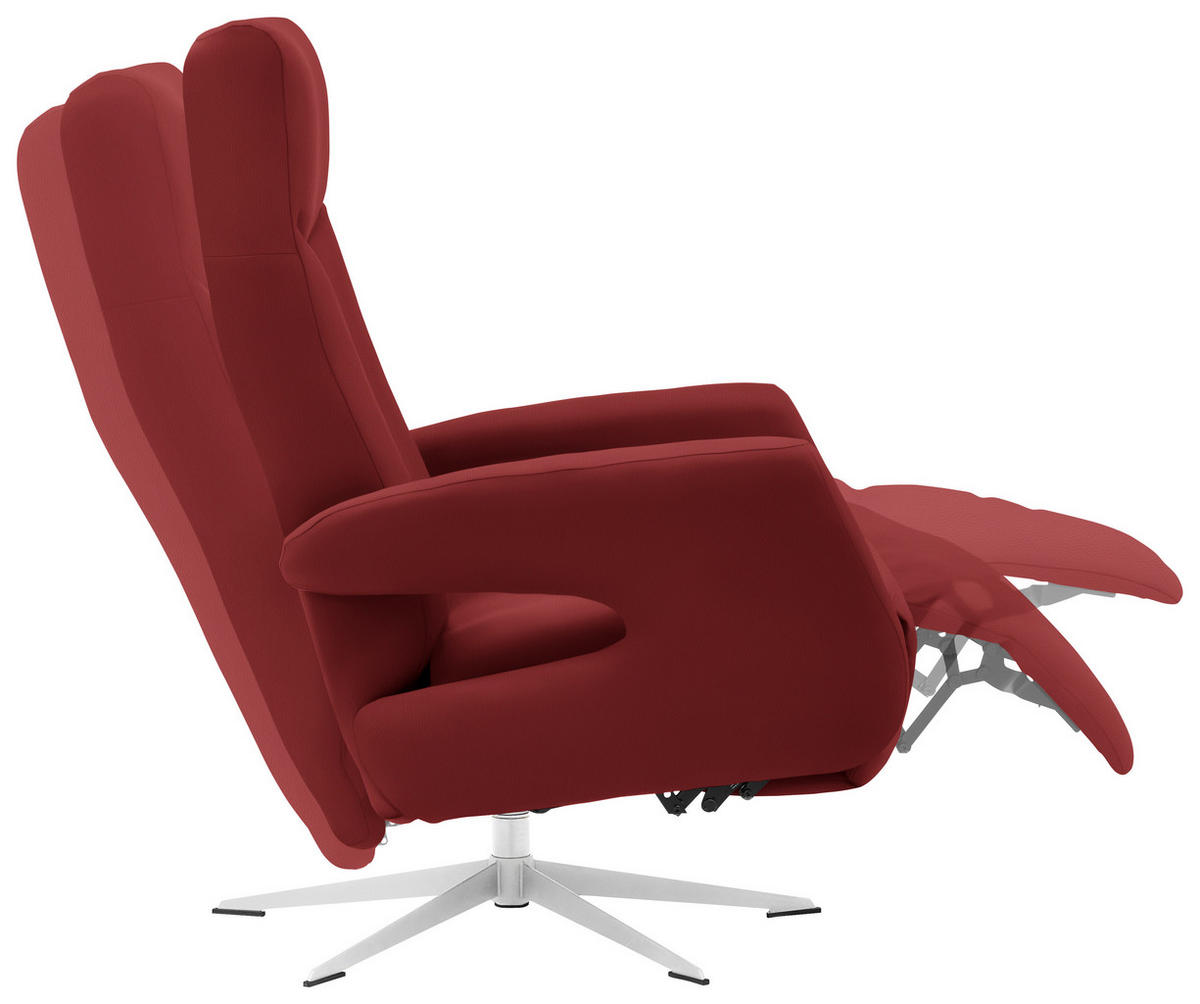 RELAXSESSEL in Leder Rot  - Chromfarben/Rot, Design, Leder/Metall (74/105/82cm) - Welnova