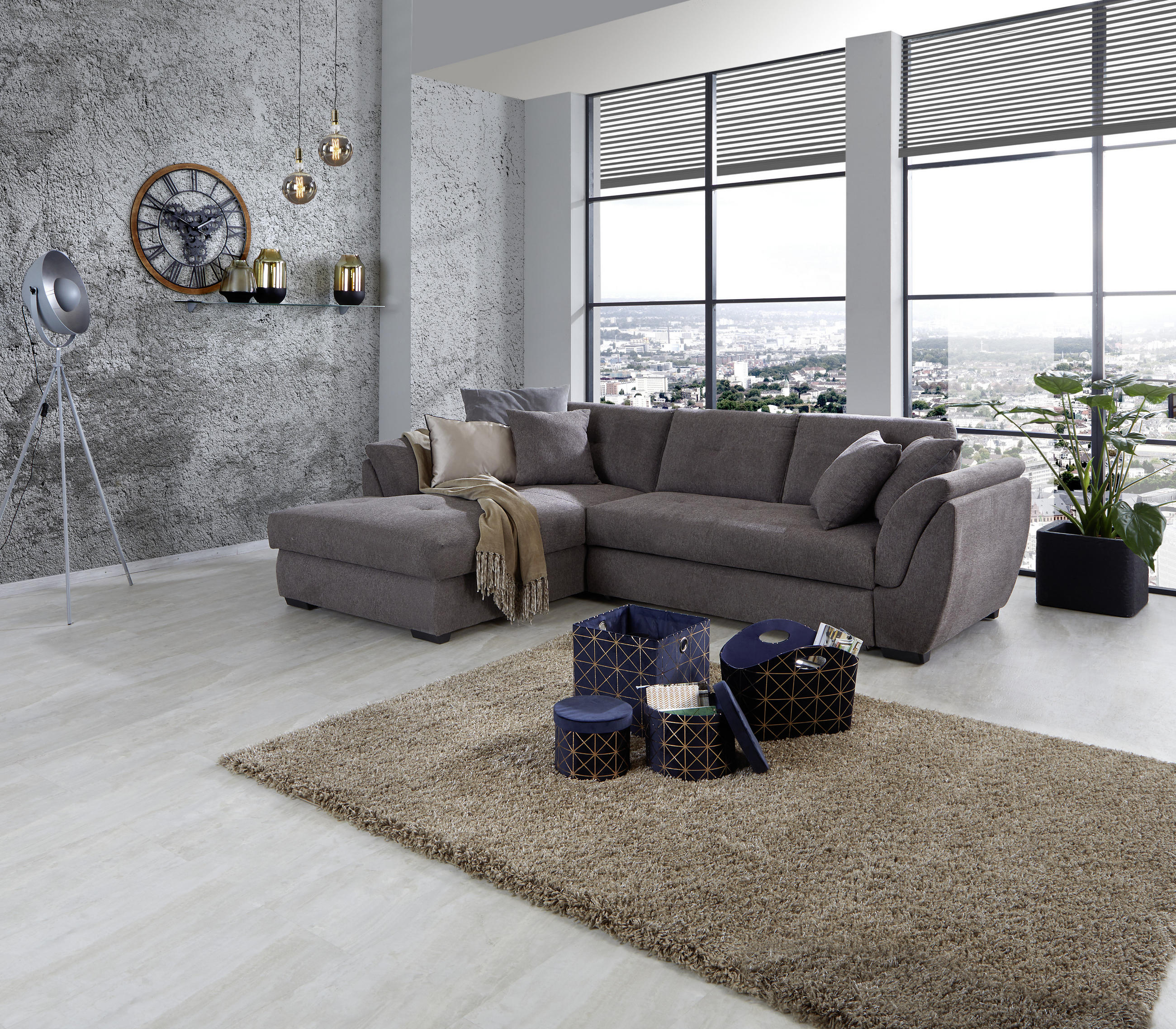 ECKSOFA Braun Webstoff  - Braun, Design (187/278cm) - Livetastic