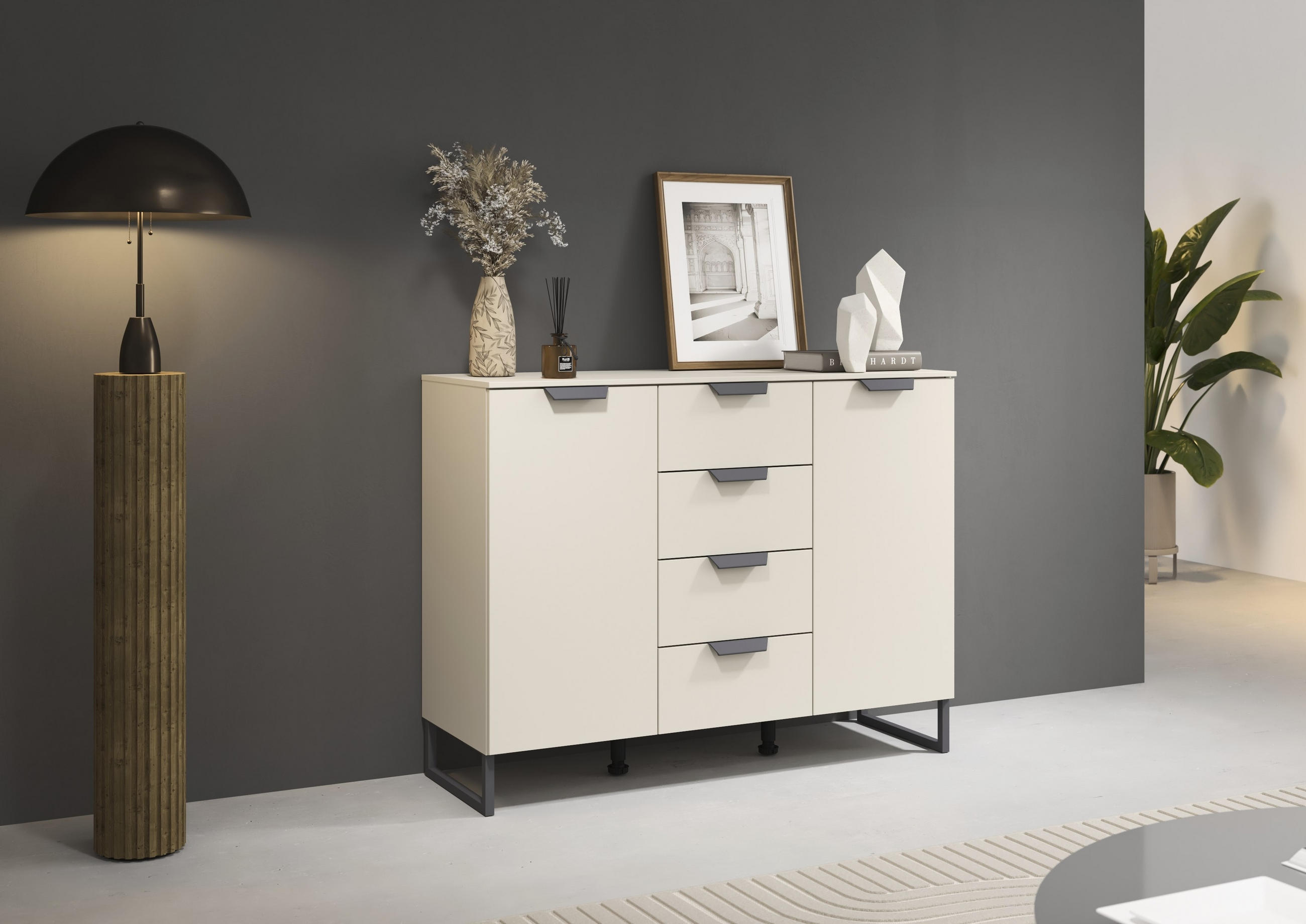 SIDEBOARD  in 120/92/42 cm  - Champagner/Dunkelgrau, Design, Holzwerkstoff/Metall (120/92/42cm) - Carryhome