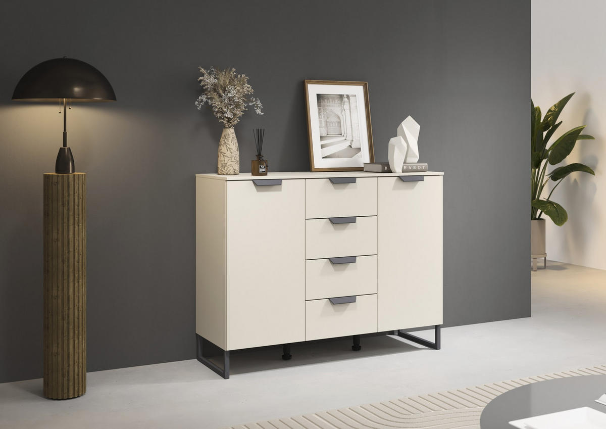 SIDEBOARD  in 120/92/42 cm  - Champagner/Dunkelgrau, Design, Holzwerkstoff/Metall (120/92/42cm) - Carryhome