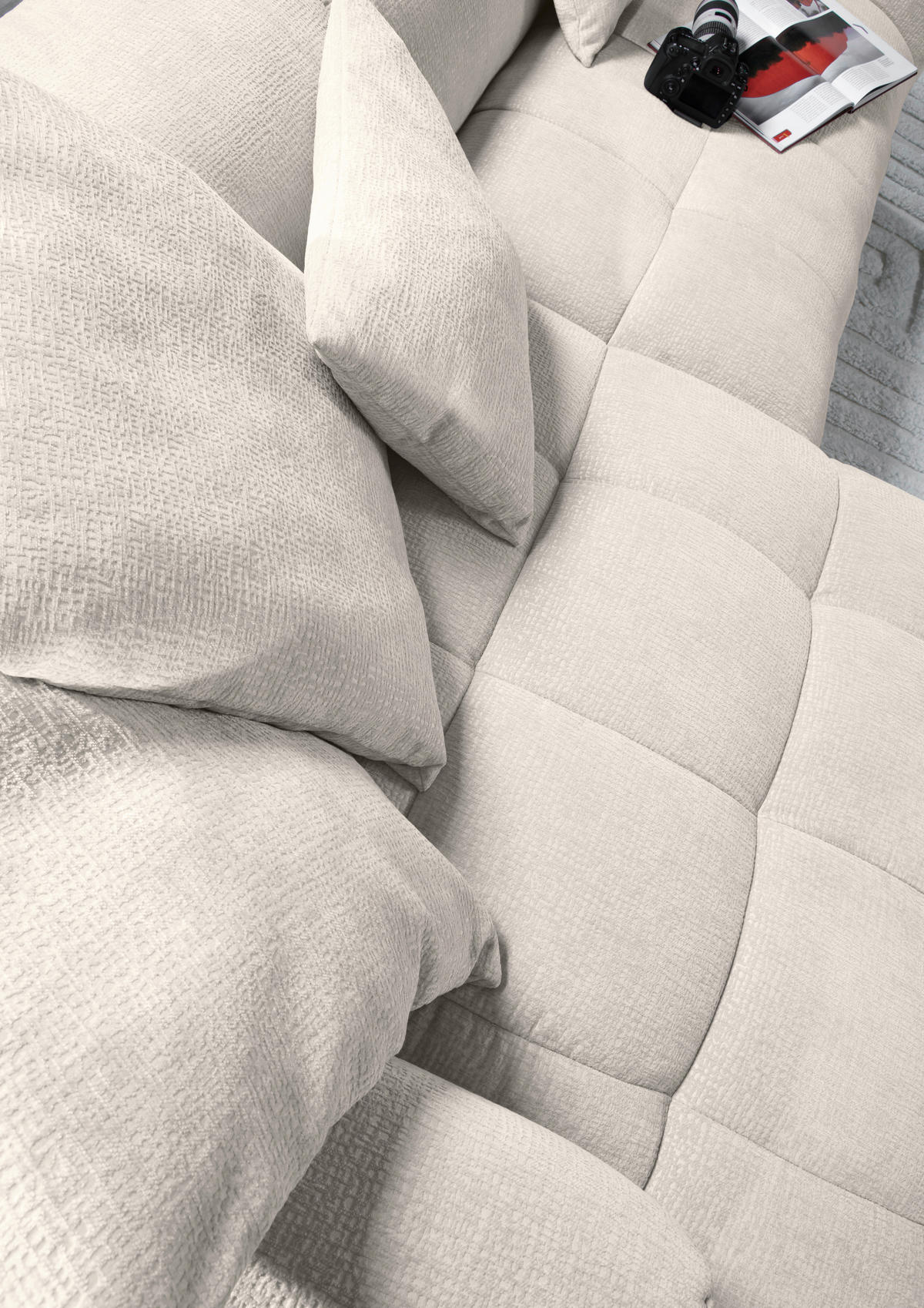 ECKSOFA in Flachgewebe Hellbraun  - Hellbraun/Schwarz, Konventionell, Kunststoff/Textil (170/280cm) - Carryhome