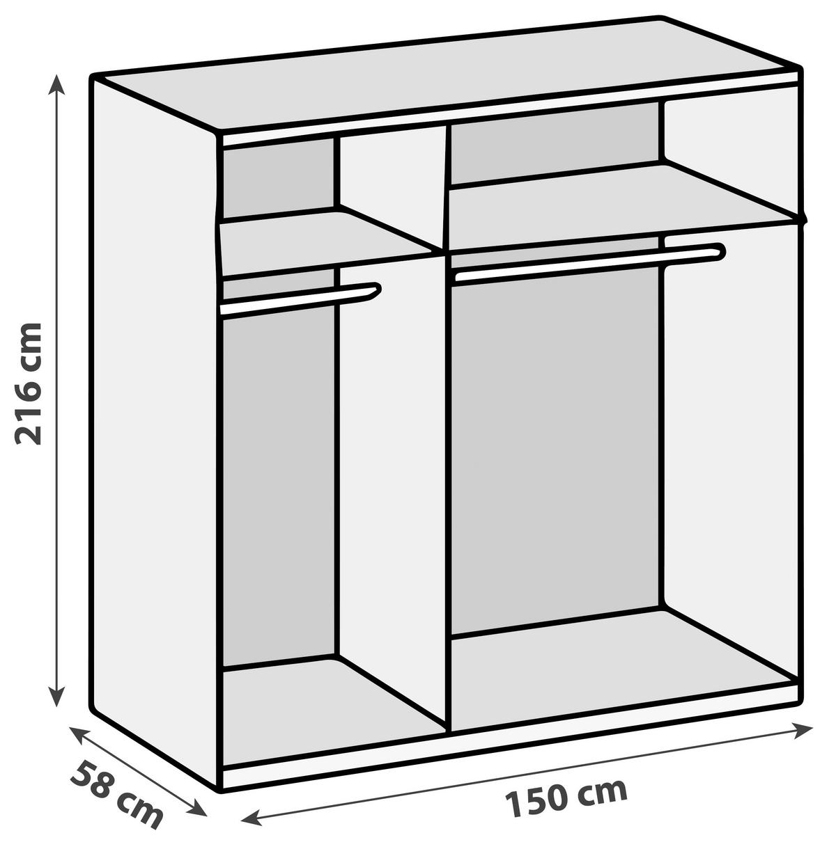 DREHTÜRENSCHRANK in Grau, Weiss  - Chromfarben/Weiss, Modern, Glas/Holzwerkstoff (150/216/58cm) - MID.YOU