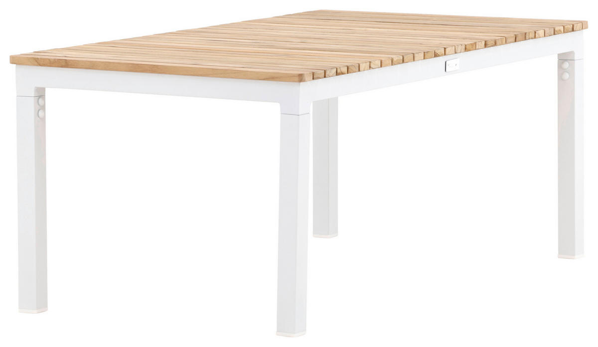 LOUNGETISCH 110/60/45 cm Holz, Metall  - Weiß/Teakfarben, KONVENTIONELL, Holz/Metall (110/60/45cm) - Gardenson