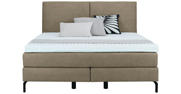 BOXSPRINGBETT 160/200 cm in Schlammfarben - Schlammfarben/Schwarz, KONVENTIONELL, Textil/Metall (160/200cm) - Dieter Knoll