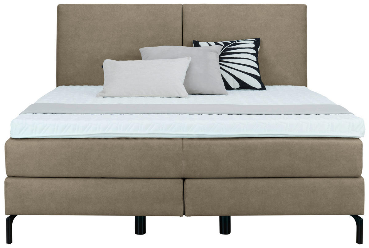 BOXSPRINGBETT 160/200 cm  in Schlammfarben  - Schlammfarben/Schwarz, Konventionell, Textil/Metall (160/200cm) - Dieter Knoll