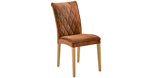 STUHL in Holz, Textil Orange, Eichefarben  - Eichefarben/Naturfarben, KONVENTIONELL, Holz/Textil (46/95/64cm) - Cantus
