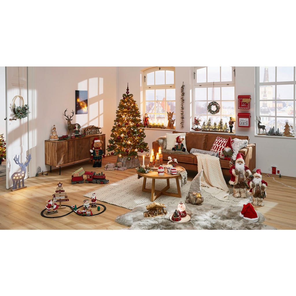 Thumbnail - Weihnachtsmann, Grün, Rot, Weiß, Kunststoff, 11x34x29 cm, zum Stellen, Dekoration, Weihnachtsdekoration, Winterdeko