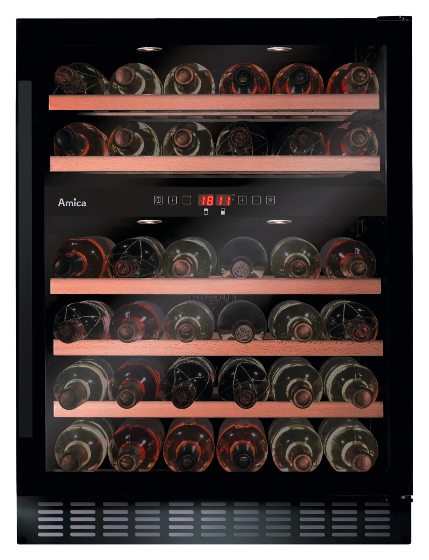 WEINKÜHLSCHRANK WK 341 110-2 S  - Schwarz, Basics, Glas/Metall (59,5/82,0-88,8/50cm) - Amica