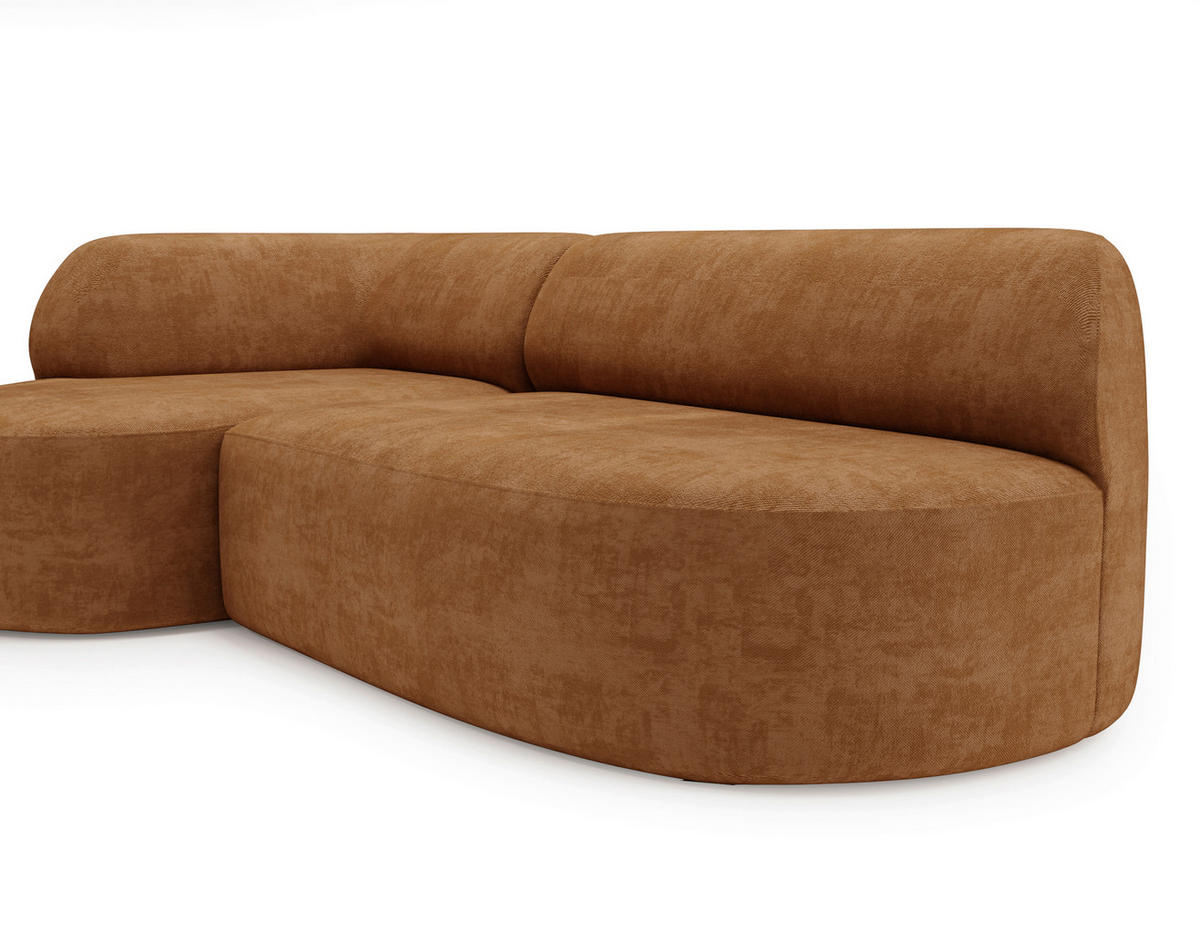 ECKSOFA Chenille Rostfarben  - Rostfarben/Schwarz, Design, Kunststoff/Textil (156/218cm) - Livetastic