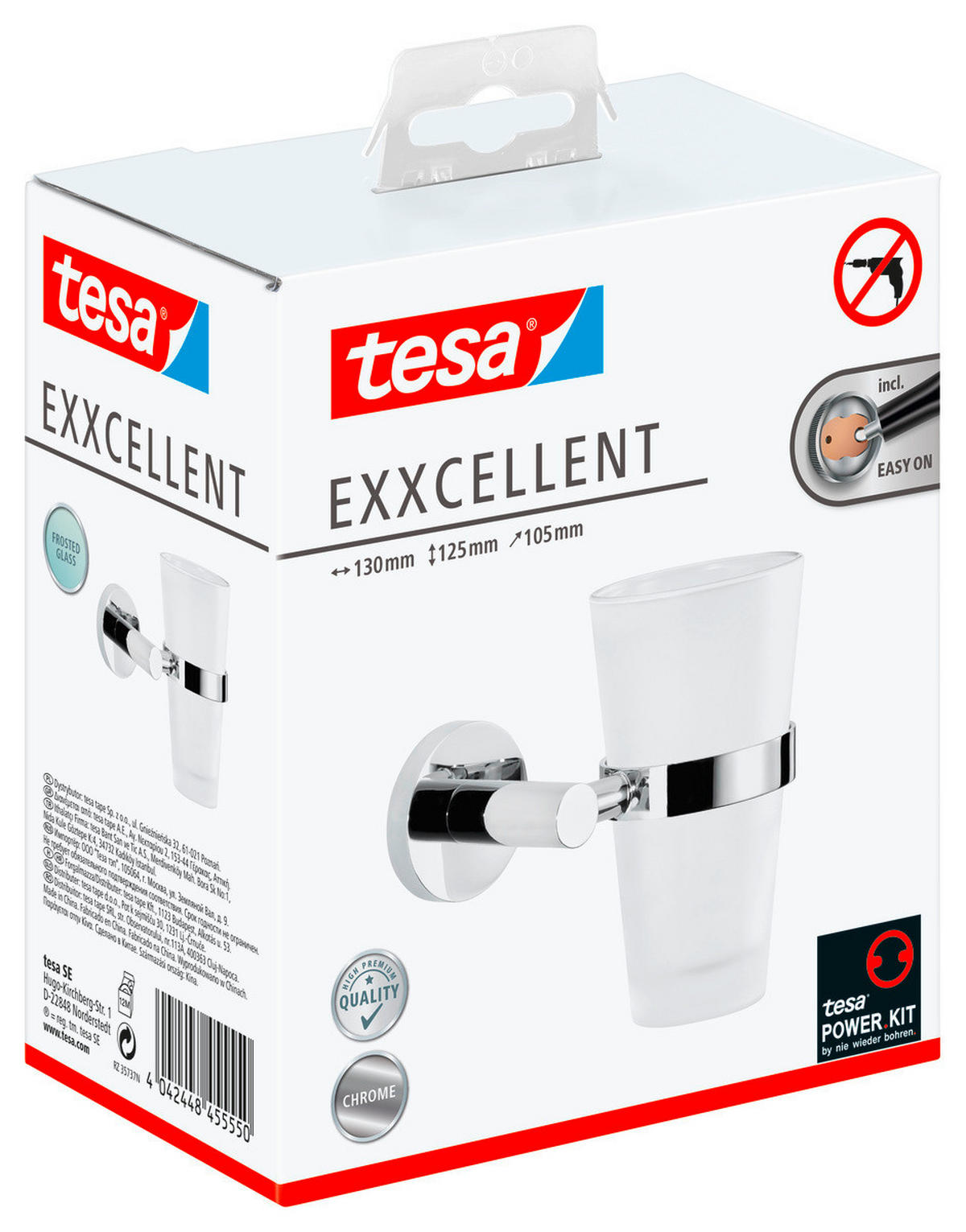 MUNDSPÜLBECHER EXXCELLENT  - Chromfarben/Weiß, Basics, Glas/Metall (13/12/10cm) - Tesa
