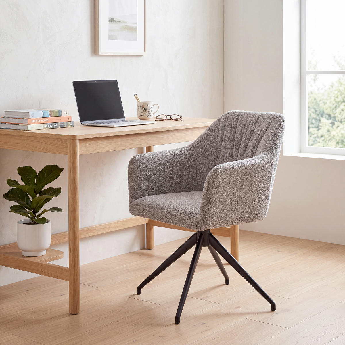 NASLANJAČ, kovina, tekstil siva, črna  - siva/črna, Design, kovina/tekstil (60/81/62cm) - Stylife