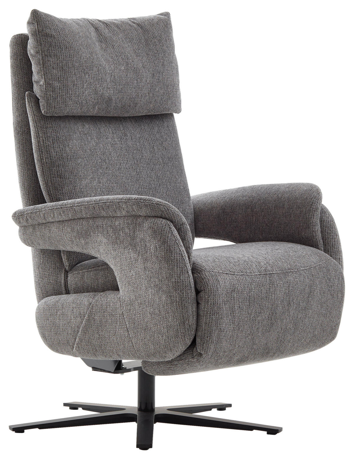 FERNSEHSESSEL  mit Relaxfunktion Struktur Grau  - Schwarz/Grau, MODERN, Textil/Metall (73/115/85cm) - Cantus