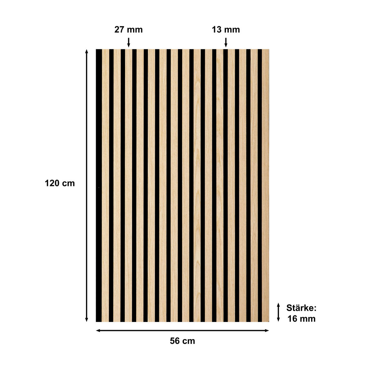 PANOU ACUSTIC - stejar Bianco/culoare lemn stejar, Konventionell, plastic/lemn (56/120cm) - Novel