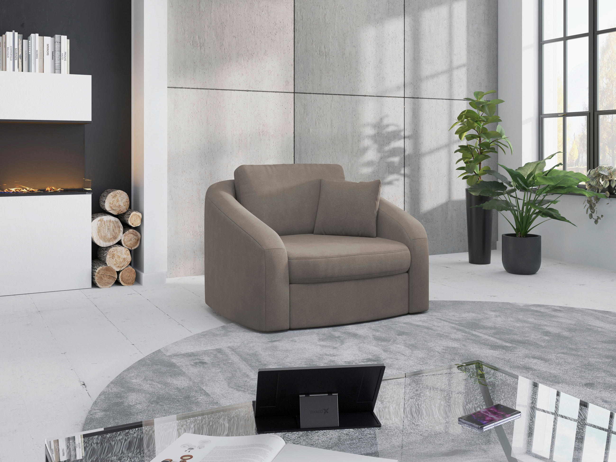 SESSEL in Mikrofaser Braun  - Schwarz/Braun, MODERN, Kunststoff/Textil (116/88/104cm) - Sit & More