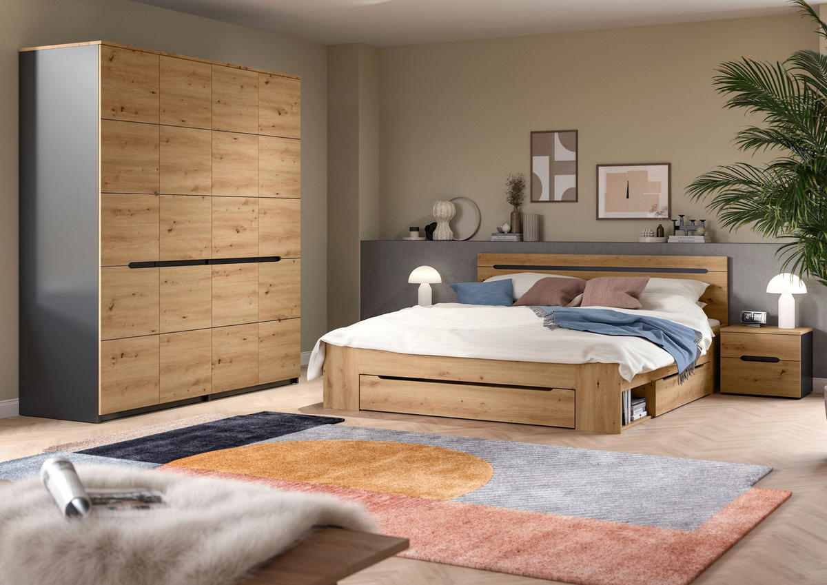 SCHLAFZIMMER Grau, Eiche Artisan  - Eiche Artisan/Grau, MODERN, Holzwerkstoff - MID.YOU