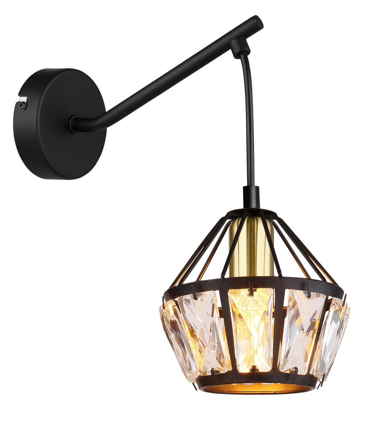 WANDLEUCHTE 12,5/23/25 cm   - Klar/Messingfarben, Basics, Glas/Kunststoff (12,5/23/25cm) - Globo