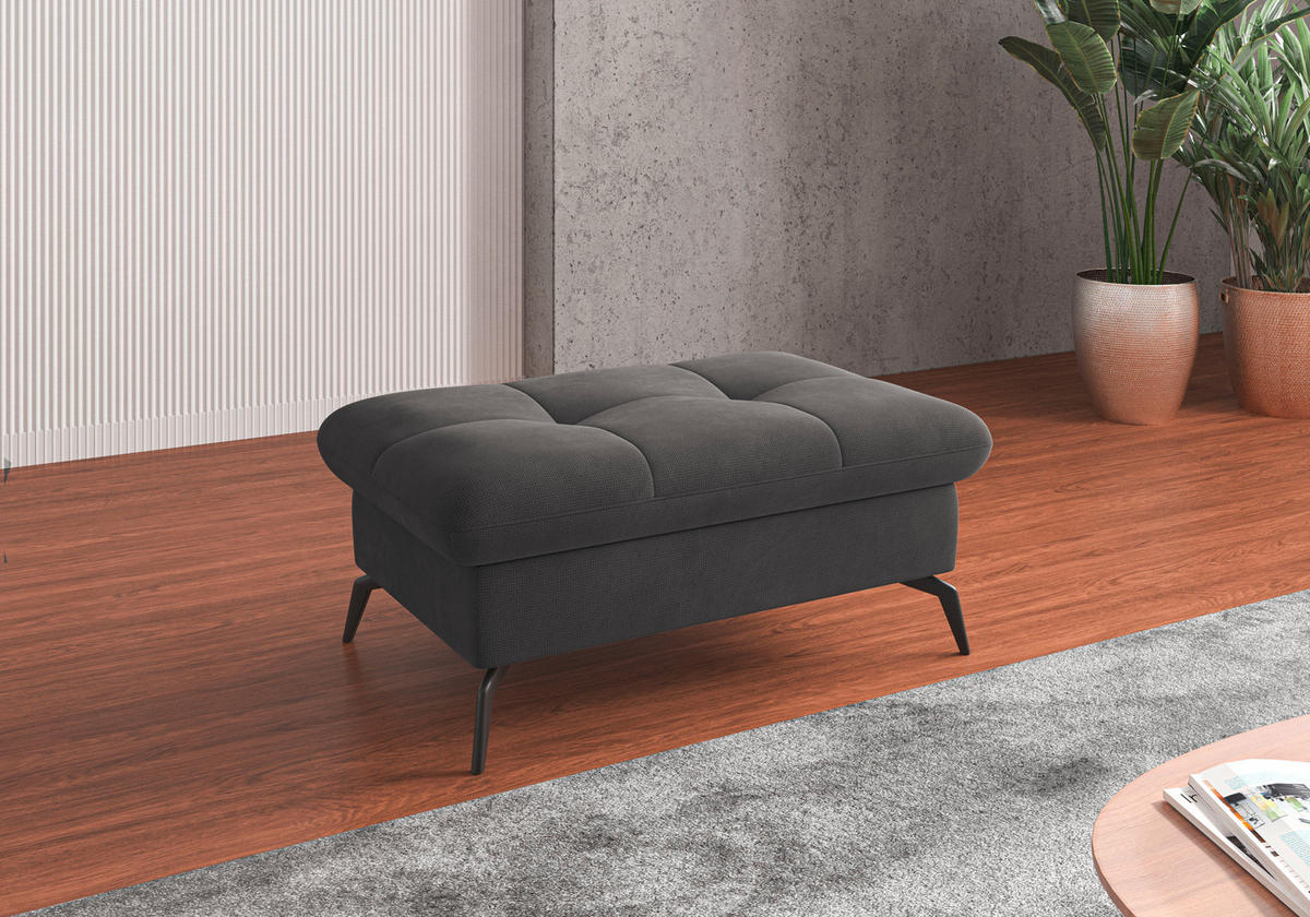 HOCKER in Textil Grau  - Schwarz/Grau, Konventionell, Textil/Metall (102/47/69cm) - Sit & More
