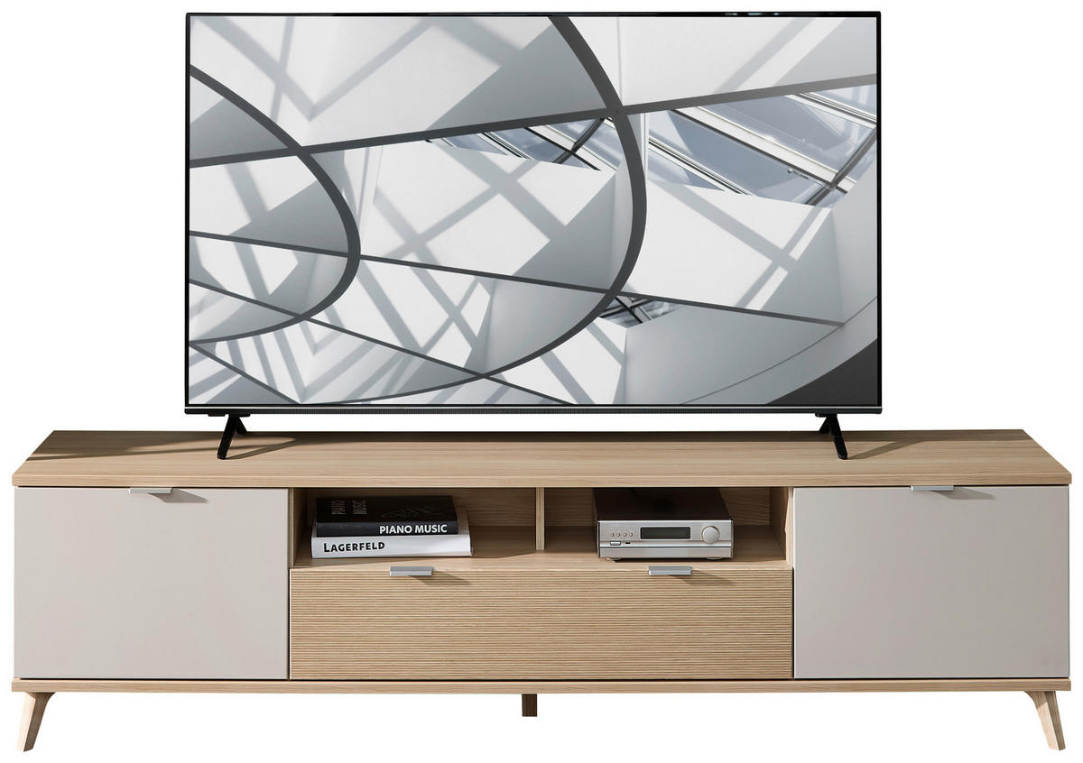 TV-ELEMENT - Kaschmir/Chromfarben, Basics, Holzwerkstoff/Metall (210/56/44cm) - Stylife