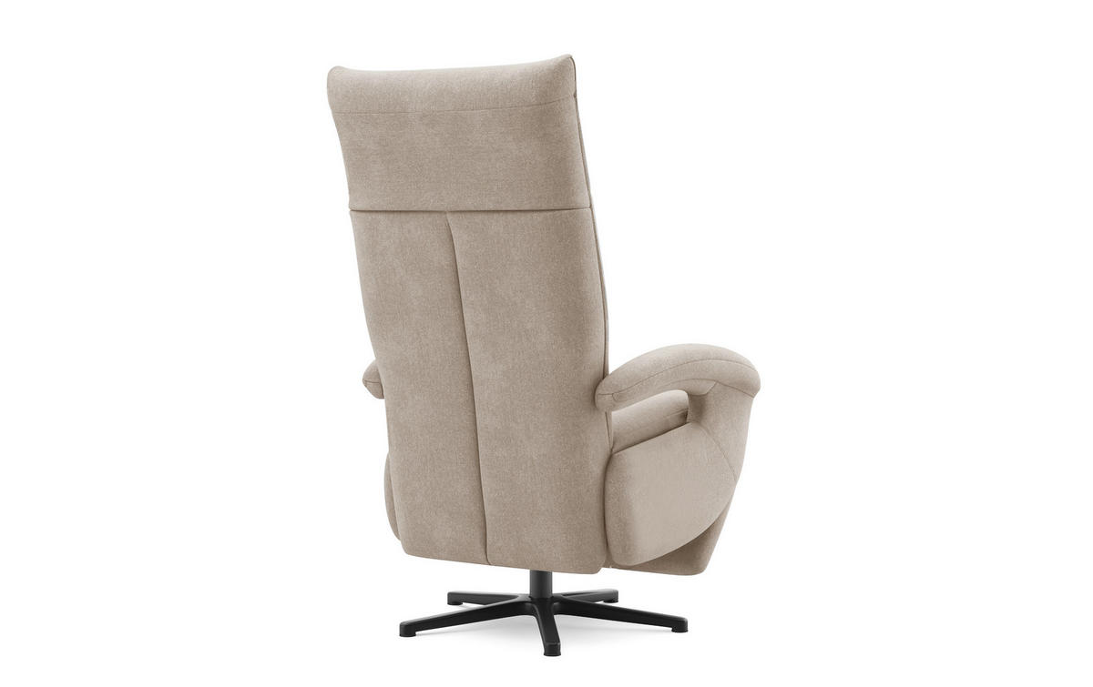RELAXSESSEL Mikrofaser Kopfteilverstellung, Rücken echt    - Beige/Schwarz, MODERN, Textil/Metall (74/112/82cm) - Sit & More