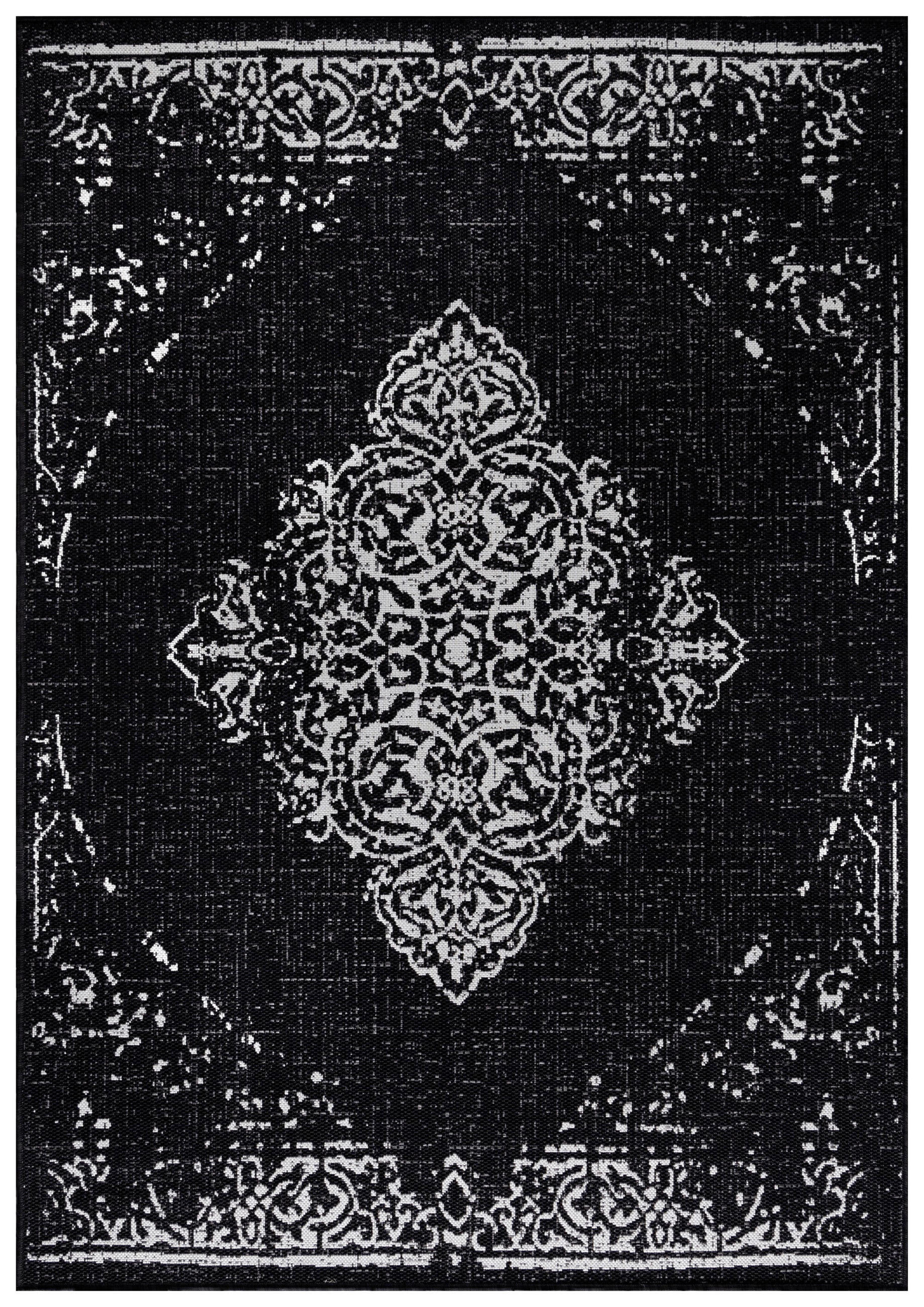 OUTDOORTEPPICH  für Terrasse und Balkon 120/170 cm Sunny Schwarz  - Schwarz, Design, Textil (120/170cm) - Ayyildiz 