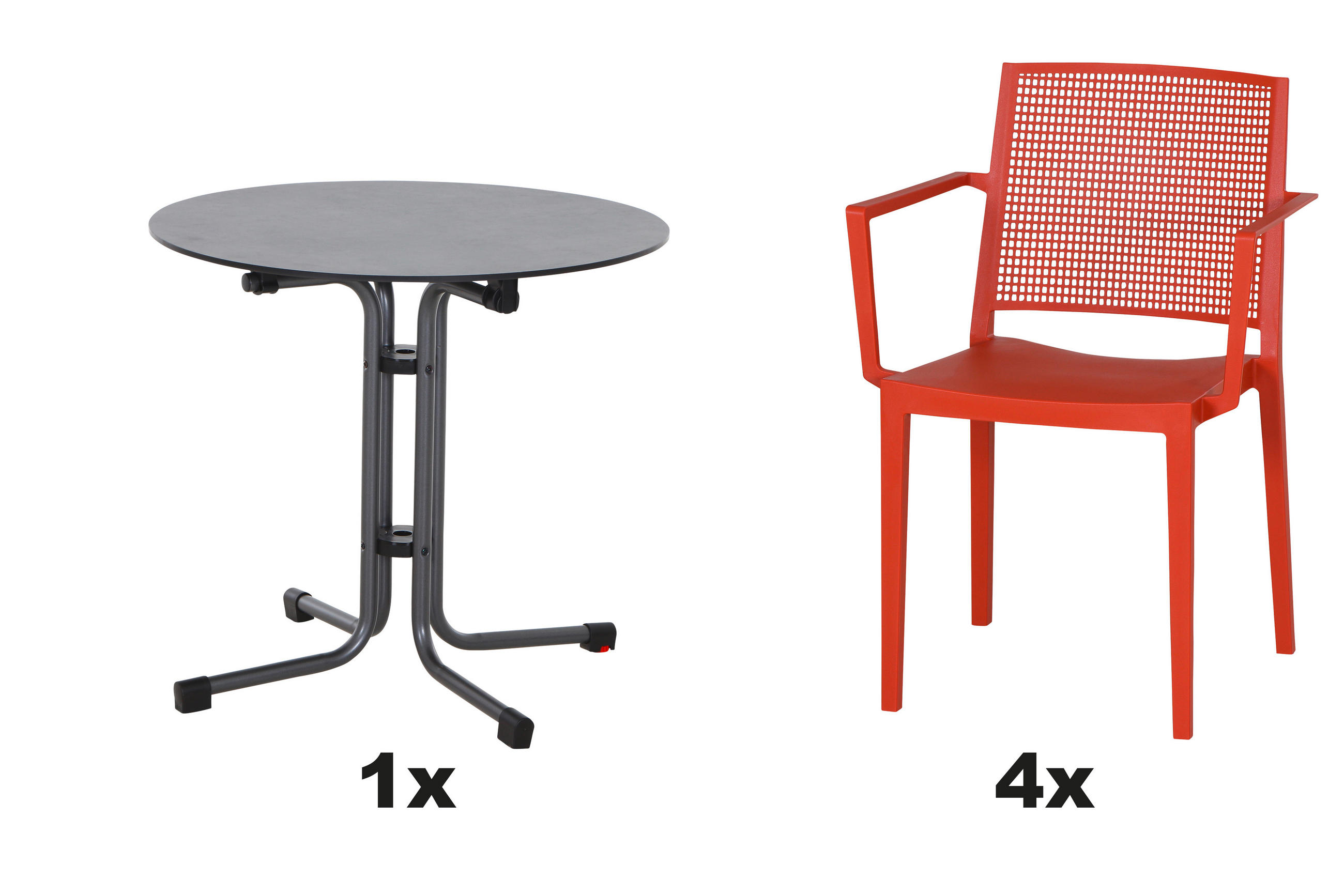 GARTENGARNITUR 5-teilig Stahl  - Rot, Basics, Kunststoff/Metall (80/80/80cm) - Siena Garden