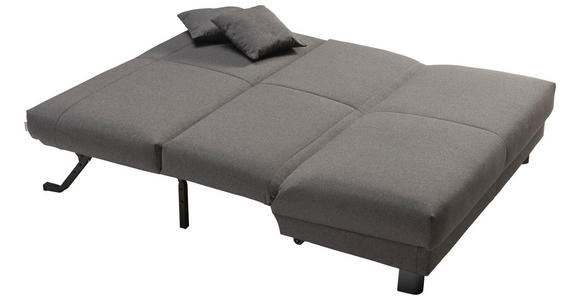 SCHLAFSOFA mit Relaxfunktion Flachgewebe Grau Zierkissen, Bettkasten, Schlaffunktion, Relaxfunktion  - Schwarz/Grau, Design, Metall (160/85/100cm) - Carryhome