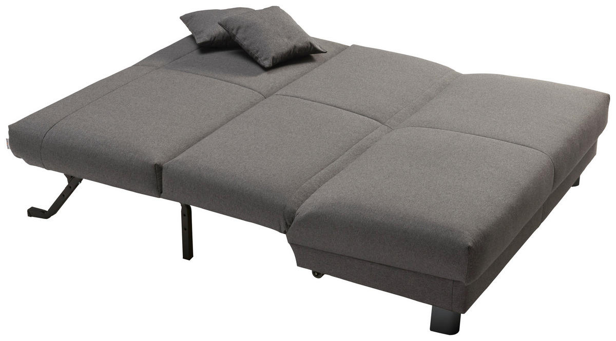 SCHLAFSOFA mit Relaxfunktion  mit Typenauswahl, Fußauswahl, Stoffauswahl, Liegefunktion Flachgewebe Grau  - Schwarz/Grau, Design, Metall (160/85/100cm) - Carryhome