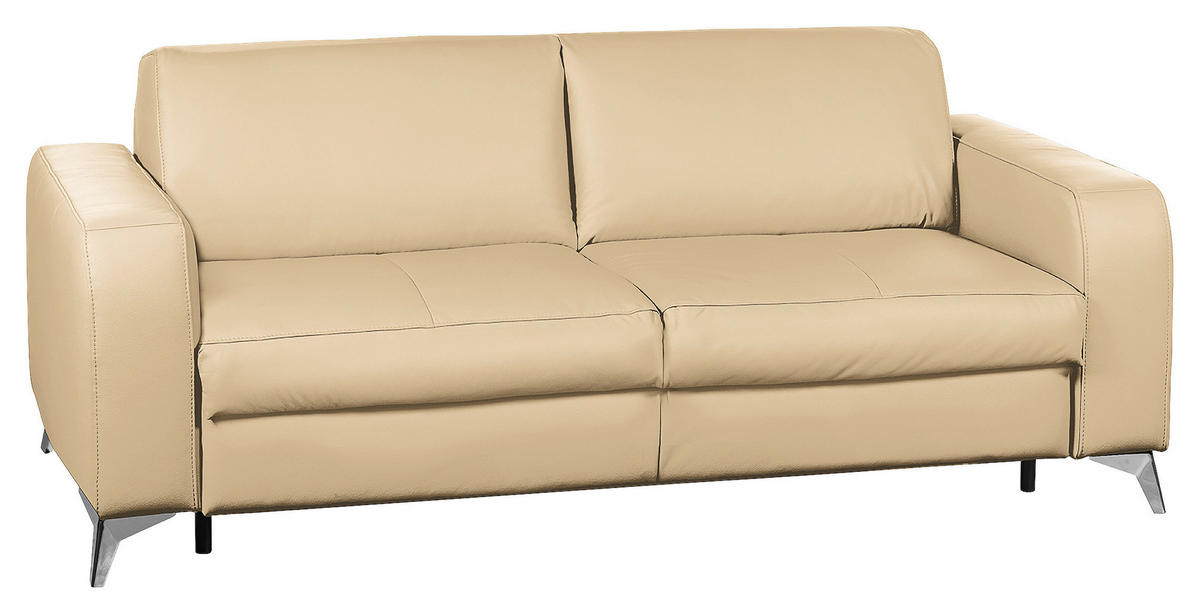 SCHLAFSOFA in Leder Beige  - Beige/Silberfarben, Design, Leder/Metall (204/84/104cm) - Livetastic