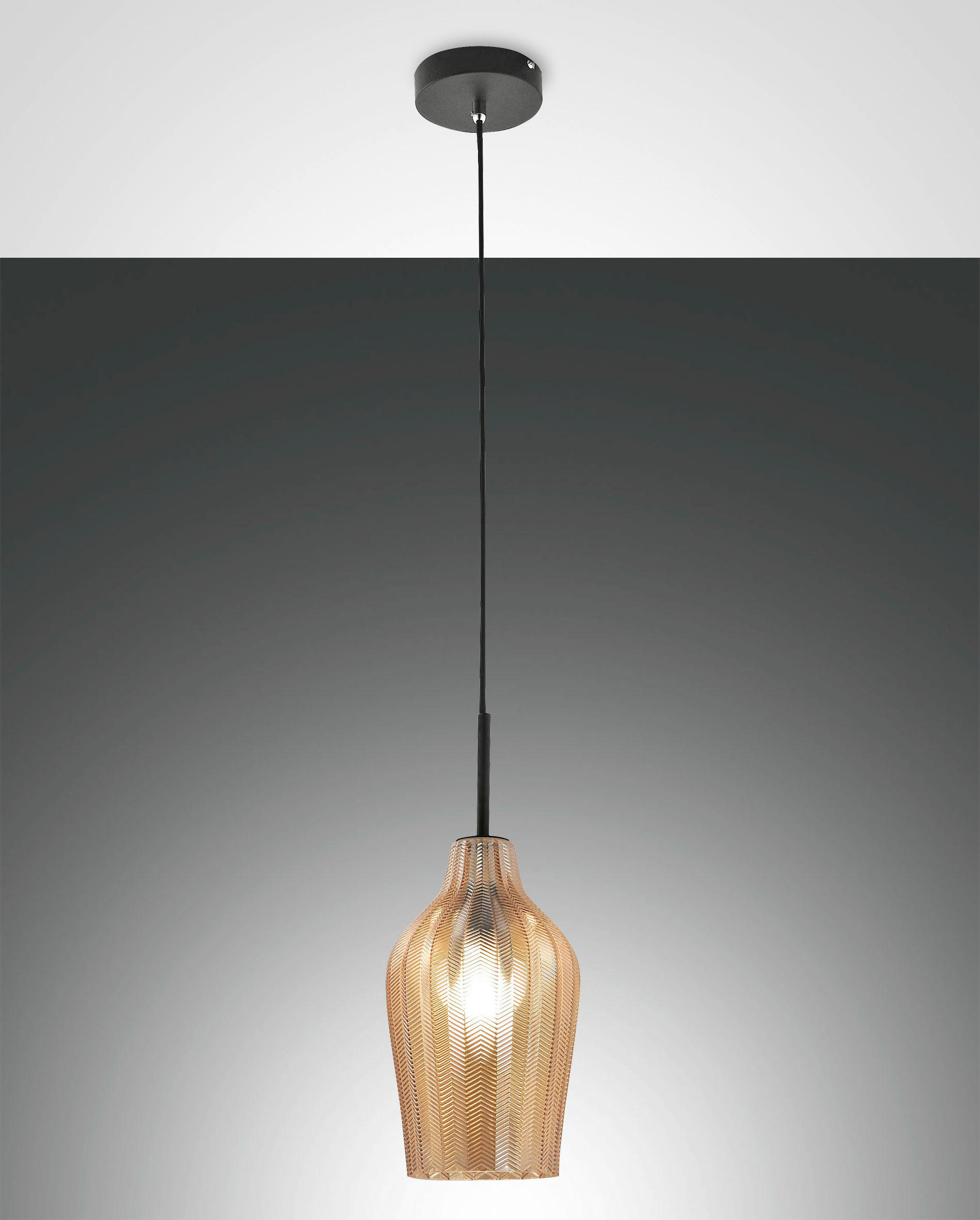 PENDELLEUCHTE Stintino 18/200 cm   - Schwarz, Design, Glas/Metall (18/200cm) - Fabas Luce