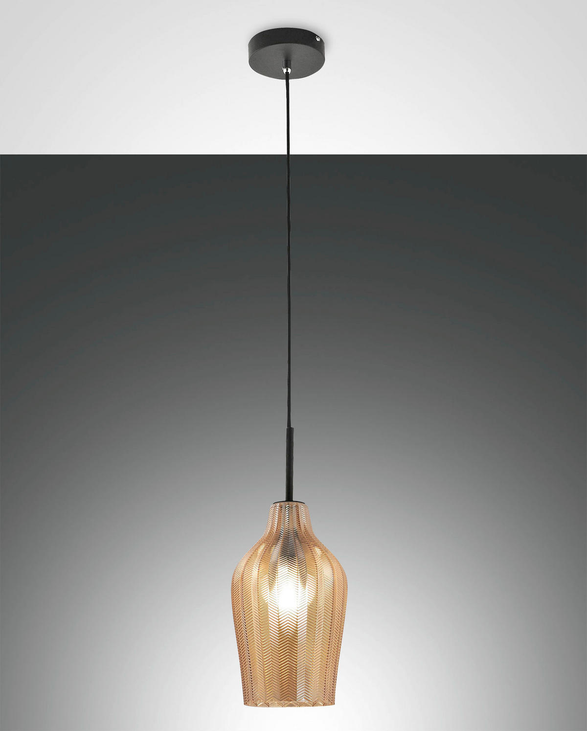PENDELLEUCHTE Stintino 18/200 cm   - Schwarz, Design, Glas/Metall (18/200cm) - Fabas Luce