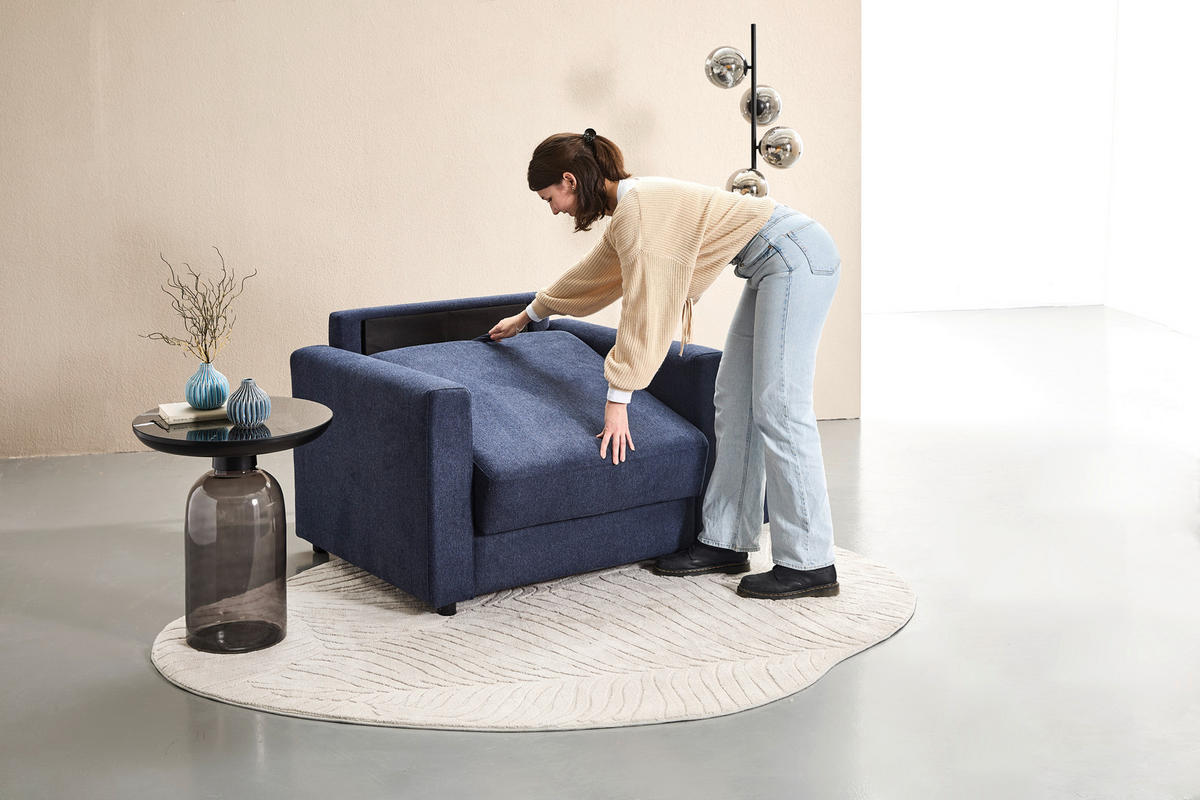 SCHLAFSESSEL Webstoff Dunkelblau    - Schwarz/Dunkelblau, KONVENTIONELL, Textil (104/85/90cm) - Xora