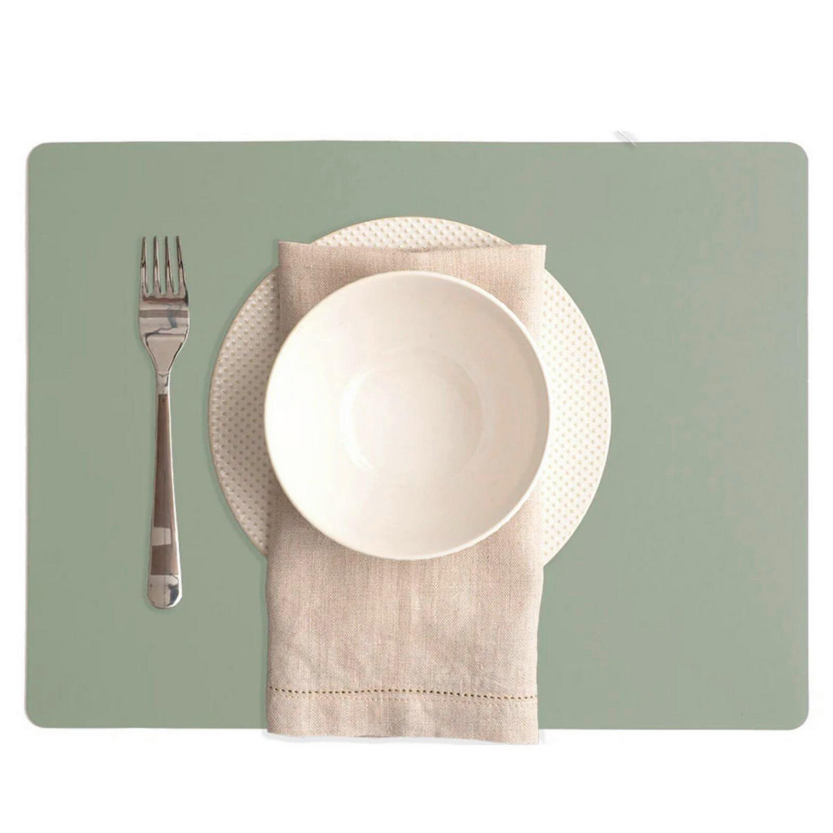 TISCHSET Leder Salbeigrün  - Salbeigrün, Basics, Leder (40/30/0.2cm)