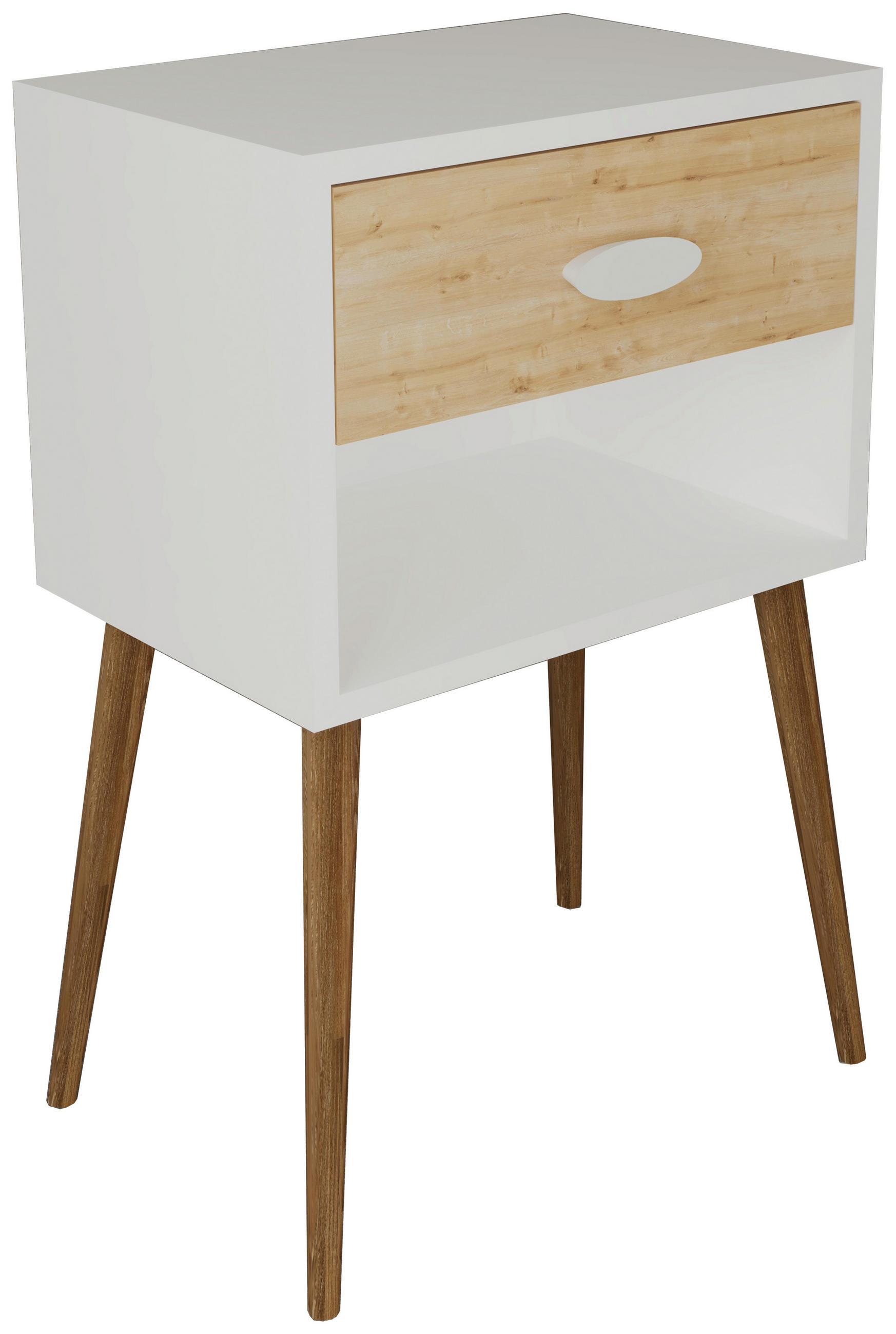 NACHTKÄSTCHEN 45/70/30 cm  in Weiß, Honigeiche  - Honigeiche/Weiß, MODERN, Holzwerkstoff (45/70/30cm) - MID.YOU