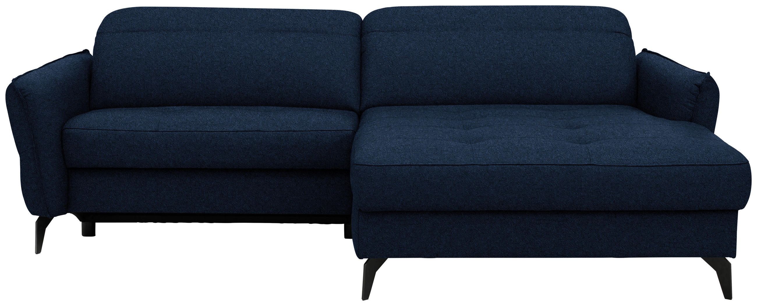ECKSOFA Flachgewebe Dunkelblau  - Schwarz/Dunkelblau, Design, Textil/Metall (246/175cm) - Celina