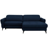 ECKSOFA Flachgewebe Dunkelblau  - Schwarz/Dunkelblau, Design, Textil/Metall (246/175cm) - Celina