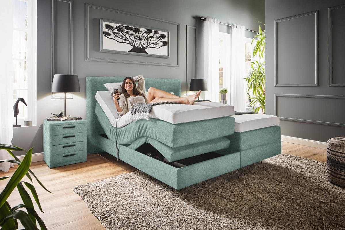 BOXSPRINGBETT 180/200 cm  in Türkis  - Türkis, Konventionell, Holz/Textil (180/200cm) - Dieter Knoll