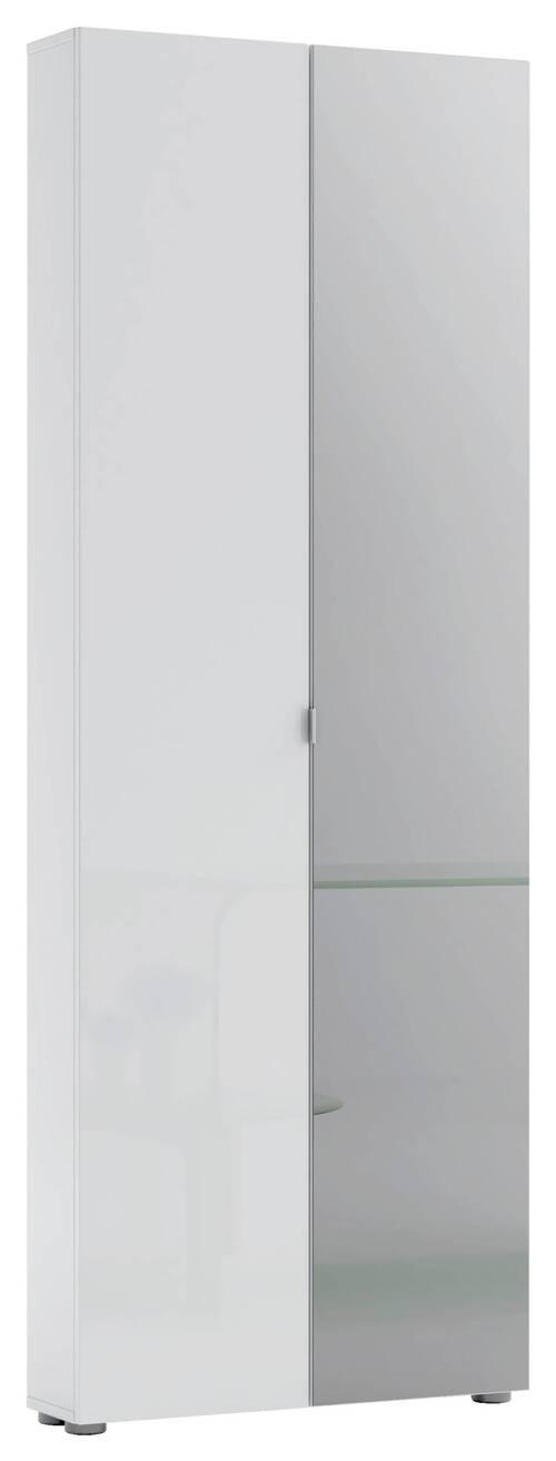 SCHUHSCHRANK Weiß  - Schwarz/Weiß, Design, Glas/Holzwerkstoff (74/200/19cm) - Xora