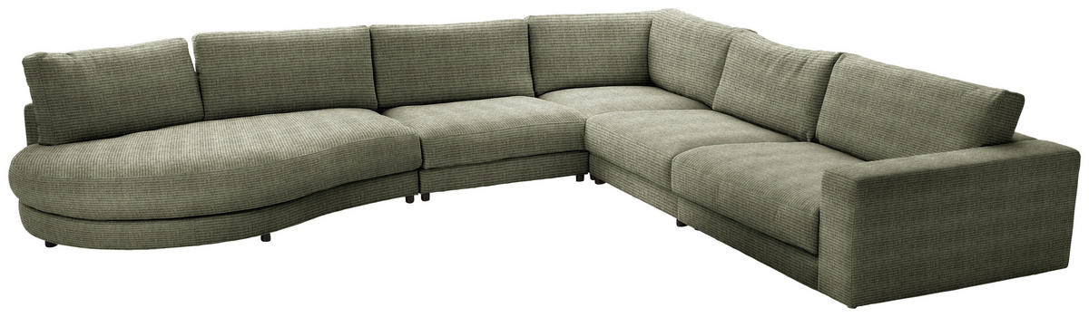 ECKSOFA in Chenille, Cord Grün  - Schwarz/Grün, Design, Kunststoff/Textil (425/365cm) - Lomoco